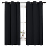 NICETOWN Halloween Pitch Black Solid Thermal Insulated Grommet Blackout Curtains/Drapes for Bedroom Window (2 Panels, 42 inches Wide by 63 inches Long, Black)
